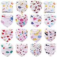 Los mejores  - Tomkity 14 Baberos Bebe Bandanas Bufanda Toalla Drool Babas Tela para Bebé Niña Niño con 2 toallas (14+2 para niña)